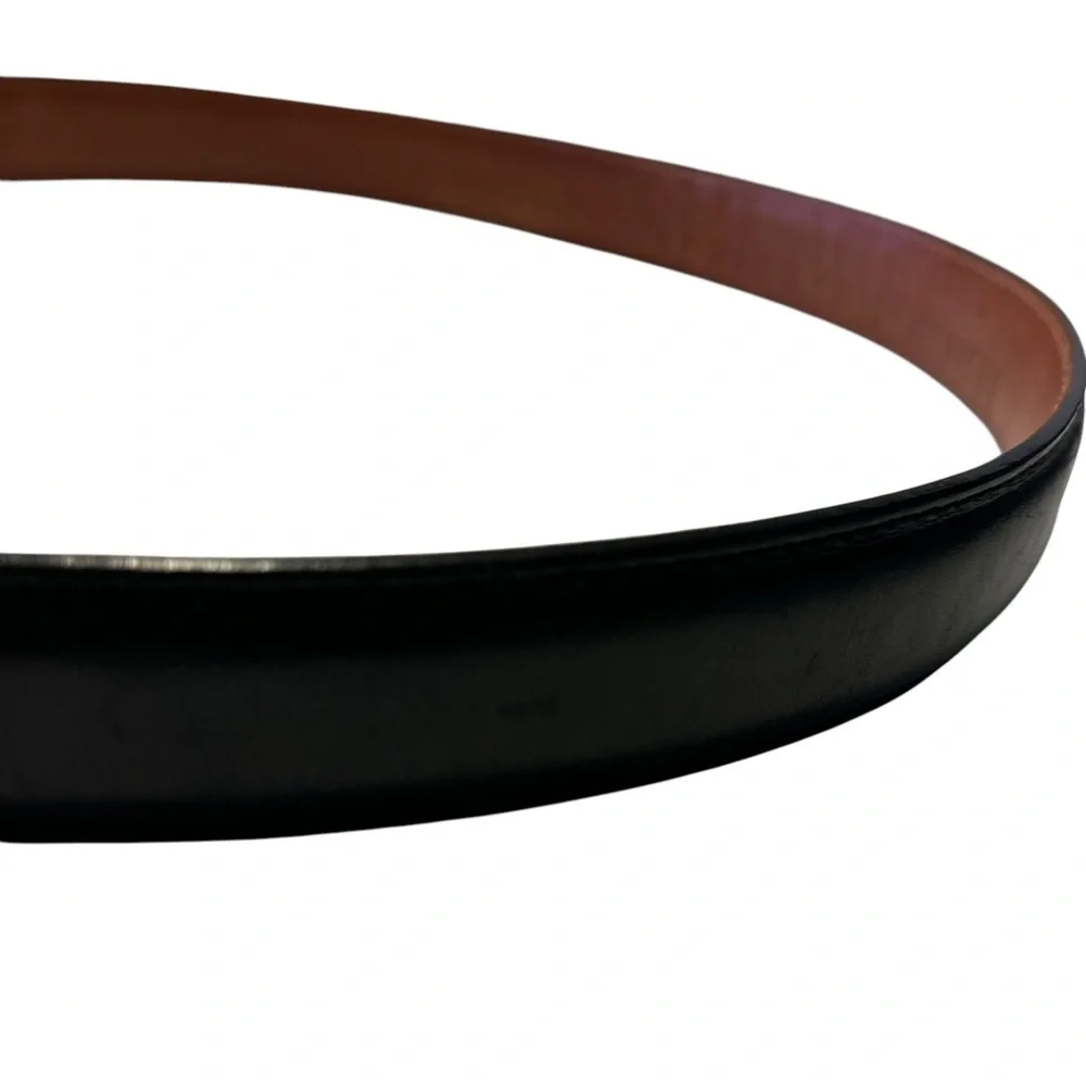 Alexander’s Belts & Buckles Genuine Black Leather Sterling Buckle Belt